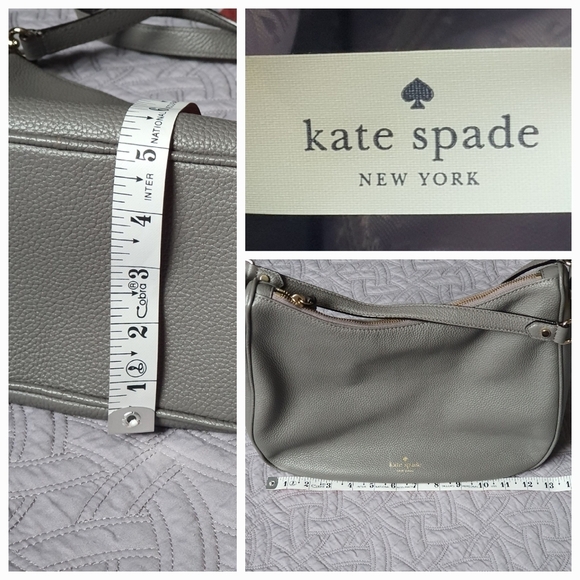Kate Spade Leather Bag Light Gray Shoulder Crosbody Strap aprox 13x11x4.5 EUC - Picture 15 of 16
